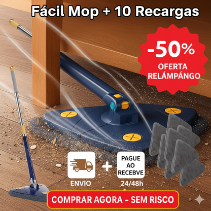 FácilMop™ – Mopa Autoescorrível Que Limpa Sem Esforço + 10 Recargas GRÁTIS